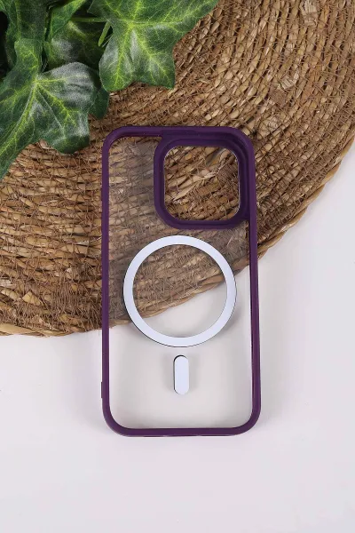 Mor TeknoCase İPhone 15 Pro Uyumlu Clear Lüx Case Serisi Lens Hediyeli Sert Silikon Telefon Kılıfı 430725