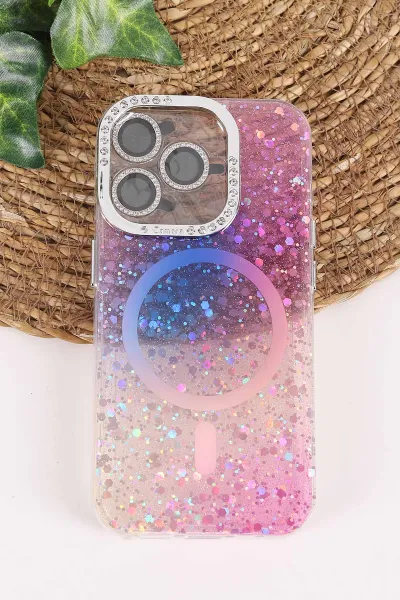 Mor TeknoCase İPhone 15 Pro Uyumlu Sortie Diamond Case Serisi Sert Silikon Telefon Kılıfı 457978