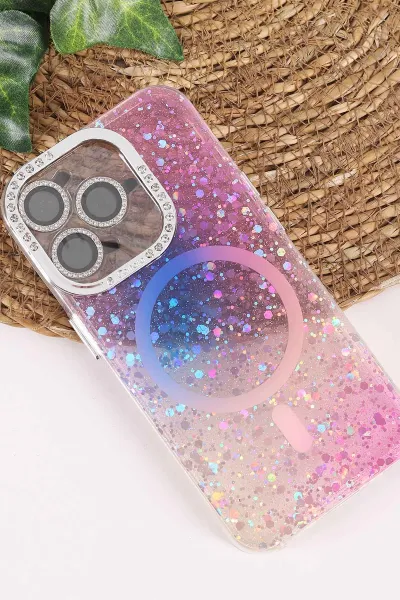 Mor TeknoCase İPhone 15 Pro Uyumlu Sortie Diamond Case Serisi Sert Silikon Telefon Kılıfı 457978