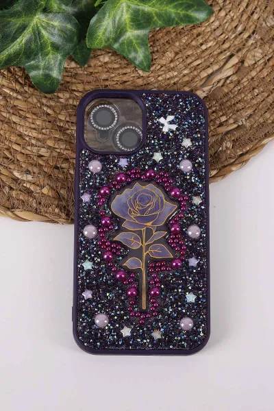 mor-teknocase-iphone-15-uyumlu-afra-diamond-case-serisi-lens-hediyeli-premium-sert-silikon-telefon-kilifi-430525
