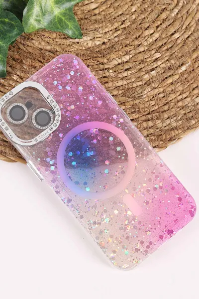 Mor TeknoCase İPhone 15 Uyumlu Sortie Diamond Case Serisi Sert Silikon Telefon Kılıfı 457974