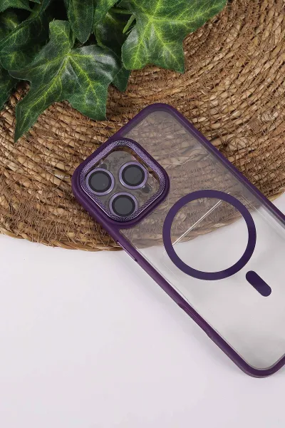 Mor TeknoCase İPhone 16 Pro Max Uyumlu Clear Lüx Case Serisi Lens Hediyeli Sert Silikon Telefon Kılıfı 430745