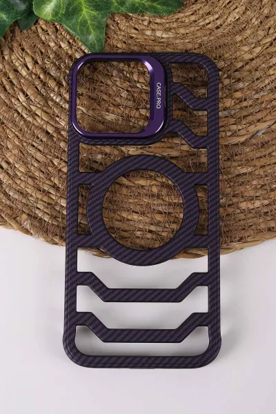 mor-teknocase-iphone-16-pro-max-uyumlu-creative-fiber-case-serisi-lens-hediyeli-vakumlu-sert-silikon-telefon-kilifi-430927