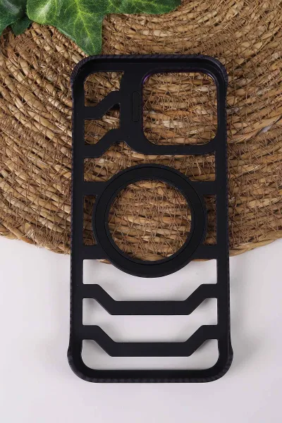 Mor TeknoCase İPhone 16 Pro Max Uyumlu Creative Fiber Case Serisi Lens Hediyeli Vakumlu Sert Silikon Telefon Kılıfı 430927