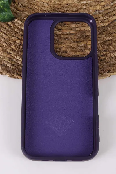 Mor TeknoCase İPhone 16 Pro Uyumlu Afra Diamond Case Serisi Lens Hediyeli Premium Sert Silikon Telefon Kılıfı 430546