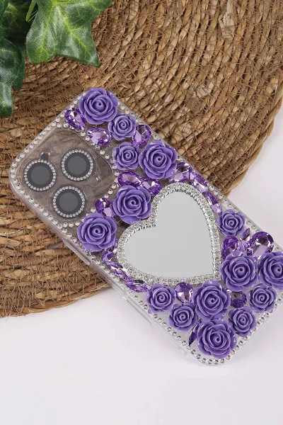 Mor TeknoCase İPhone 16 Pro Uyumlu Beauty Case Serisi Lens Hediyeli Premium Sert Silikon Telefon Kılıfı 430459