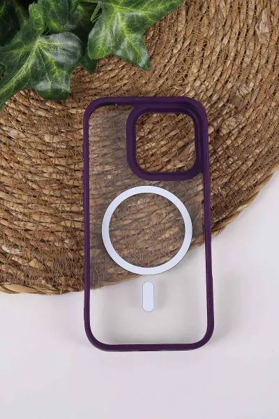 Mor TeknoCase İPhone 16 Pro Uyumlu Clear Lüx Case Serisi Lens Hediyeli Sert Silikon Telefon Kılıfı 430737