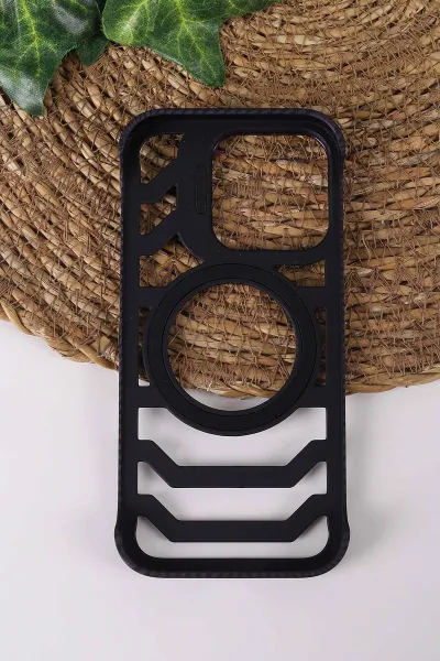 Mor TeknoCase İPhone 16 Pro Uyumlu Creative Fiber Case Serisi Lens Hediyeli Vakumlu Sert Silikon Telefon Kılıfı 430923