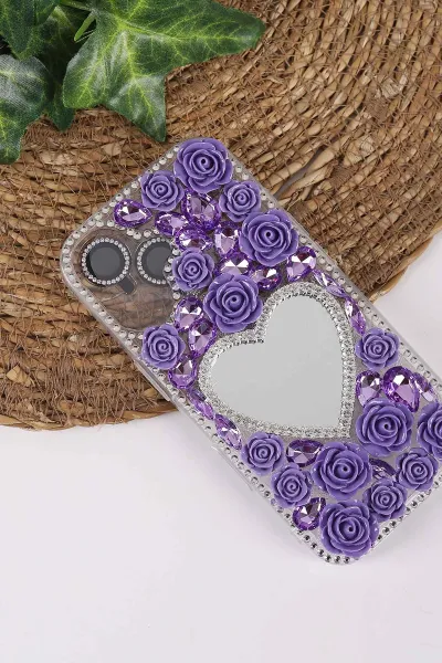 Mor TeknoCase İPhone 16 Uyumlu Beauty Case Serisi Lens Hediyeli Premium Sert Silikon Telefon Kılıfı 430454