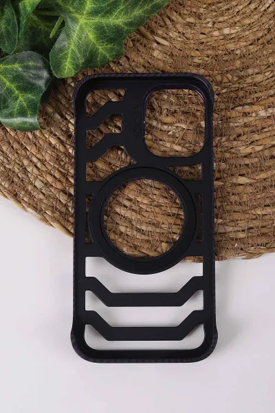 Mor TeknoCase İPhone 16 Uyumlu Creative Fiber Case Serisi Lens Hediyeli Vakumlu Sert Silikon Telefon Kılıfı 430915