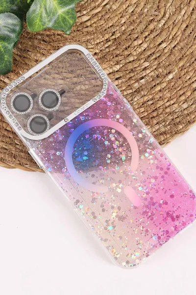 Mor TeknoCase İPhone 17 Pro Max Uyumlu Sortie Diamond Case Serisi Sert Silikon Telefon Kılıfı 458016