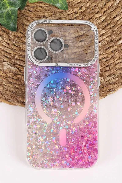 Mor TeknoCase İPhone 17 Pro Uyumlu Sortie Diamond Case Serisi Sert Silikon Telefon Kılıfı 458012