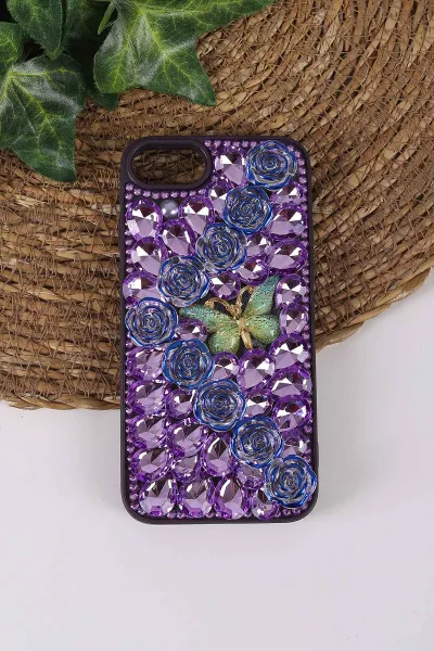 mor-teknocase-iphone-7-ve-iphone-8-uyumlu-daisy-case-serisi-tasli-vakumlu-sert-silikon-telefon-kilifi-431122