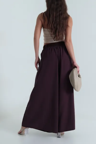 Mor Tencel Pileli Kadın Pantolon 483933