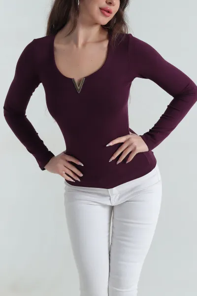 Mor Tokalı Oysho Kadın Badi Bluz 416156