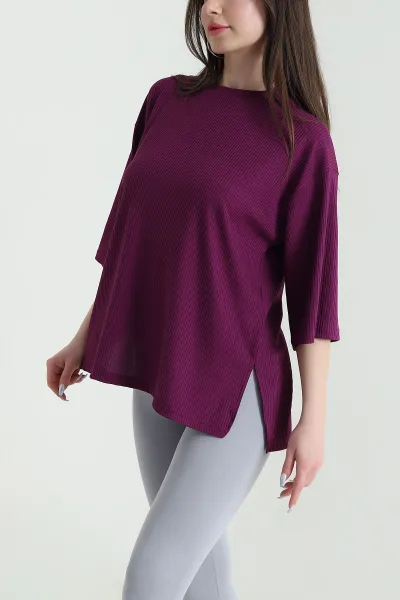 mor-yani-yirtmacli-bisiklet-yaka-kadin-bluz-449269