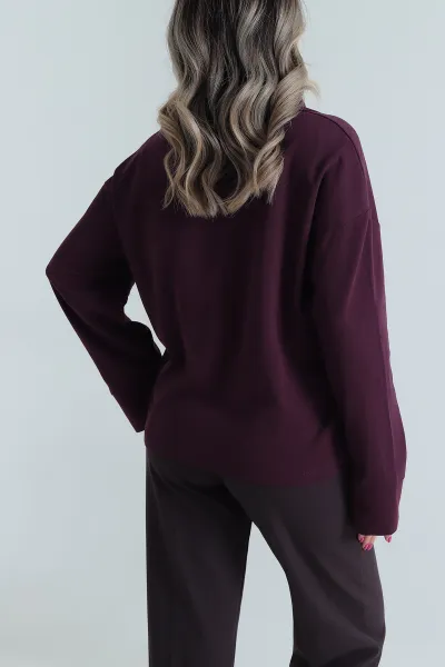 Mor Yeni Sezon Polo Yaka Kadın Sweat 492450