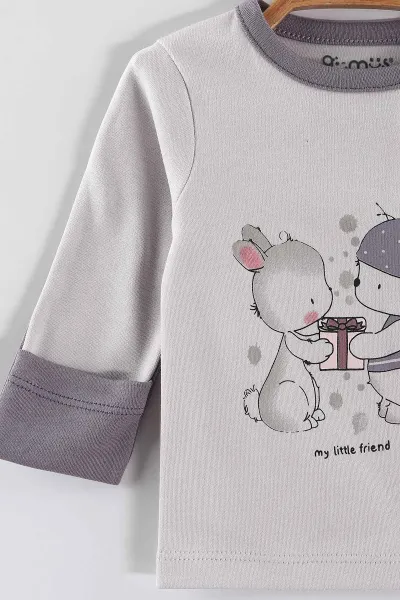 Mürdüm (0-3 Ay) Hediye Paketli Ayıcık Baskılı   Patikli Kız Bebek 3'lü Zıbın Takım 453761