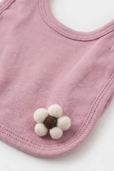 Mürdüm (0-3 Ay) Ponpon Çiçekli 5'li Kız Bebek Zıbın Takım 479260