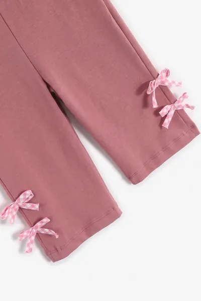 Mürdüm (1-4 Yaş) Kareli Fiyonk  Nakışlı   Sweatli  2 İp Kız Çocuk&Bebek 2'li Takım 495249