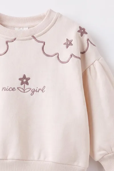 Mürdüm (1-4 Yaş) Nice Girl Baskılı 3 İp Şardonlu Kız Çocuk Kışlık Takım 494697