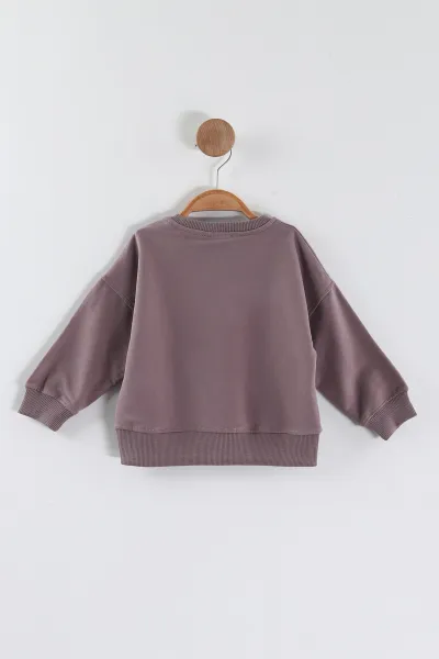 Mürdüm (1-4 Yaş)Çiçek Motifli Kız Çocuk Sweatshirt 432890