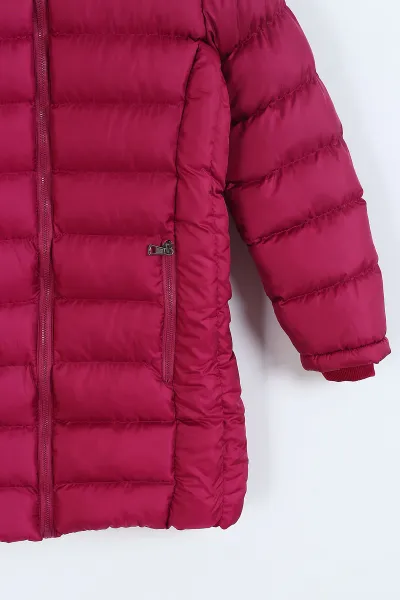 Mürdüm (11-14 Yaş) Kapüşon Peluşlu İçi Kürklü Kız Çocuk Mont 309318