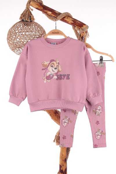 Mürdüm (2-5 Yaş) Skye Köpek Baskılı Oversize Kesim Kız Çocuk Takım 144537