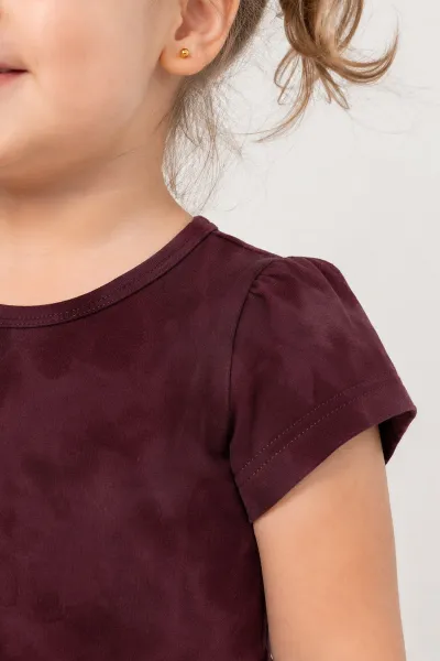 Mürdüm (2-6 Yaş) Büyük Fiyonklu İncili Batik Desen Süprem Kız Çocuk Elbise 459014