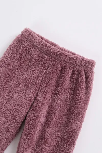 Mürdüm (2-7 Yaş) Kelebekli Kiraz Nakışlı Peluş Kız Çocuk Takım 482561
