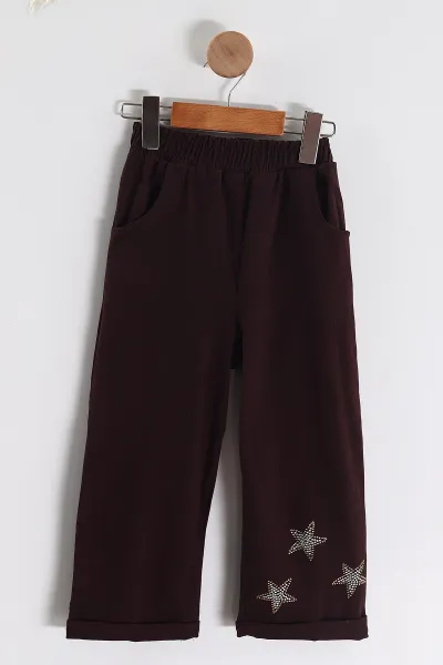 Mürdüm (3-10 Yaş) 3 Yıldızlı Taşlı Ceketli Gabardin Kız Çocuk 3'lü  Takım 443403