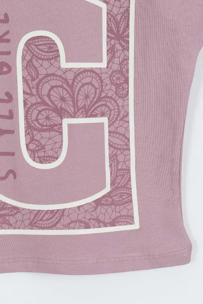 Mürdüm (3-12 Yaş) Style Girl Baskılı   Kısa Kol   Kız Çocuk Tişört 354313