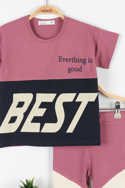 Mürdüm (5-8 Yaş) Best Baskılı Parça Detaylı Taytlı Kız Çocuk Takım 172750