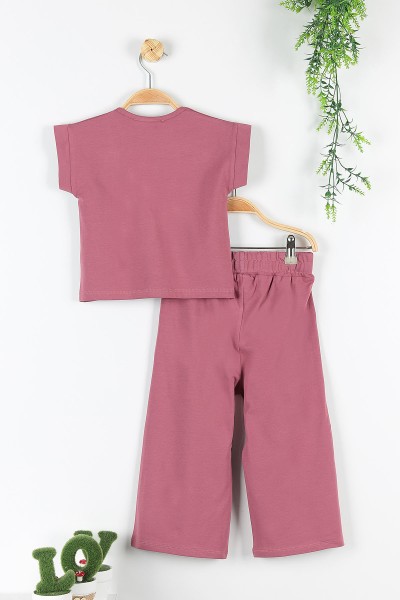 Mürdüm (5-8 Yaş) Fashion Baskılı Kol Detaylı Kız Çocuk Takım 172740