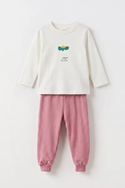 Mürdüm (6-24 Ay) Çiçek Baskılı  Hırkalı   Kapüşonlu Kız Bebek 3'lü Mevsimlik Takım 475667
