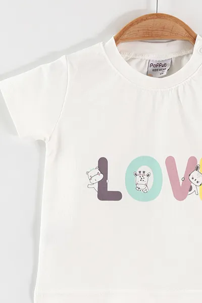 Mürdüm (6-24 Ay)Love Baskılı Kız Bebek Takım 467651