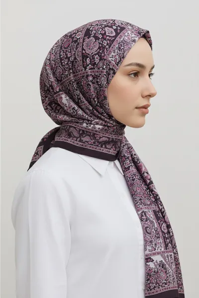 Mürdüm 75x180 Cm Our Fashion Dijital Baskılı Desenli Soft Şal 408653