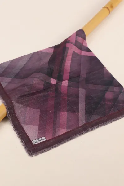 Mürdüm 90x90 Cm Dijital Baskılı Desenli Flam Çekme Eşarp 428679