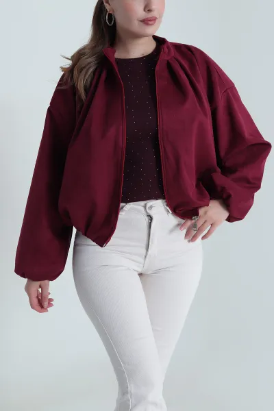 Mürdüm Balon Bomber Kadın Süet Mont 484001