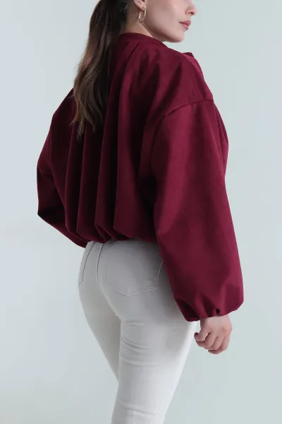 Mürdüm Balon Bomber Kadın Süet Mont 484001