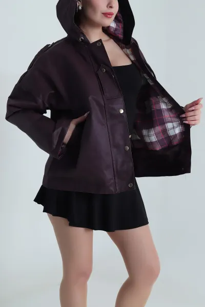 Mürdüm Barbour Kapüşonlu Kadın Ceket 488843