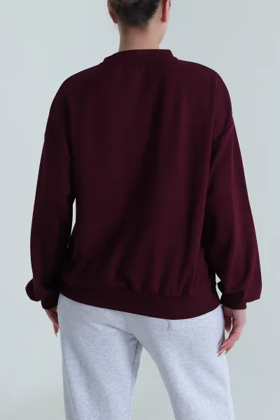 Mürdüm Basic Modal Kadın Fermuarsız Sweat 487387