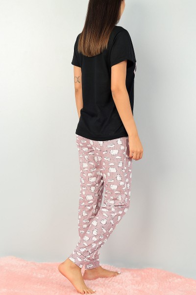 Mürdüm Baskılı Bayan Pijama Takımı 73625