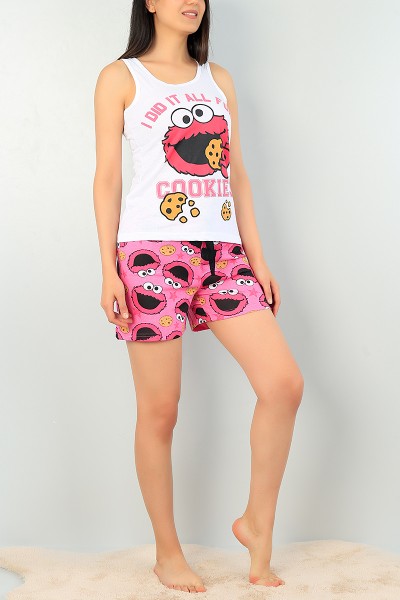 Mürdüm Baskılı Bayan Şort Atlet Pijama Takımı 68131