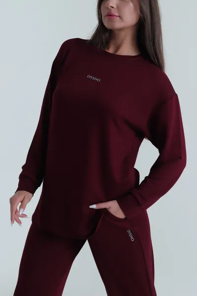 Mürdüm Bel ve Paça Lastikli Kadın Kristal Pijama Takımı 488247