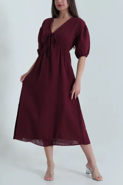 murdum-beli-lastikli-muslin-keten-kadin-elbise-459716