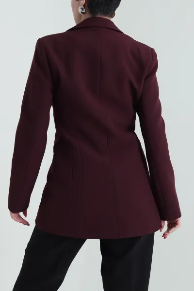 Mürdüm Blazer Atlas Kadın Ceket 429782
