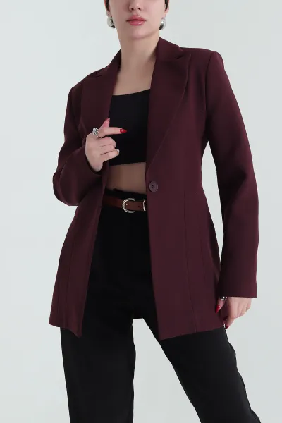 Mürdüm Blazer Atlas Kadın Ceket 429782