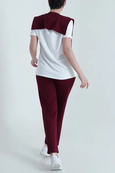Mürdüm Boyundan Bağlamalı Kristal Kadın Üçlü Takım 449109