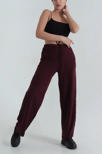 Mürdüm Cepli Bağcıklı Selanik Kadın Pantolon 403554